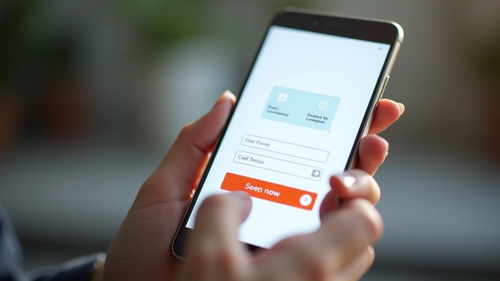 Mobile phone display showing optimized call-to-action button sizing and placement for touchscreen interaction